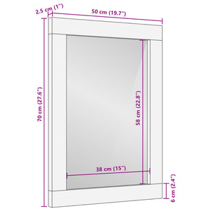 vidaXL Bathroom Mirror 50x70x2.5 cm Solid Wood Mango and Glass