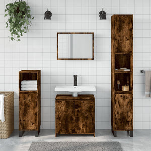 vidaXL 2 Piece Bathroom Furniture Set Smoked Oak Engineered Wood