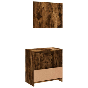 vidaXL 2 Piece Bathroom Furniture Set Smoked Oak Engineered Wood