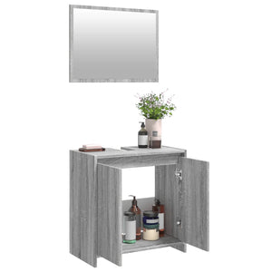 vidaXL 2 Piece Bathroom Furniture Set Grey Sonoma Engineered Wood