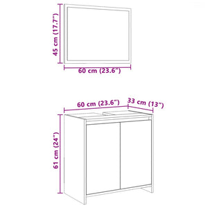 vidaXL 2 Piece Bathroom Furniture Set Grey Sonoma Engineered Wood