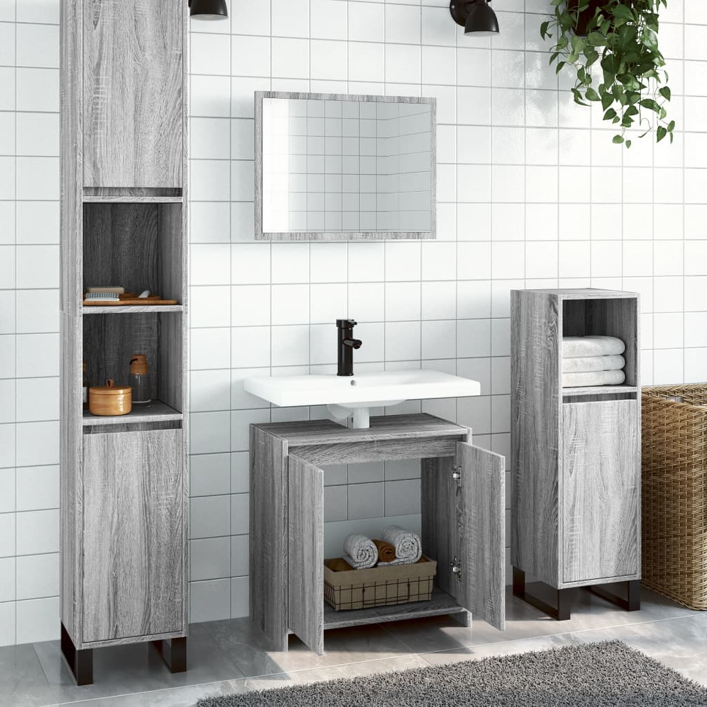 vidaXL 2 Piece Bathroom Furniture Set Grey Sonoma Engineered Wood