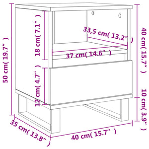 vidaXL Bedside Cabinet Sonoma Oak 40x35x50 cm Engineered Wood