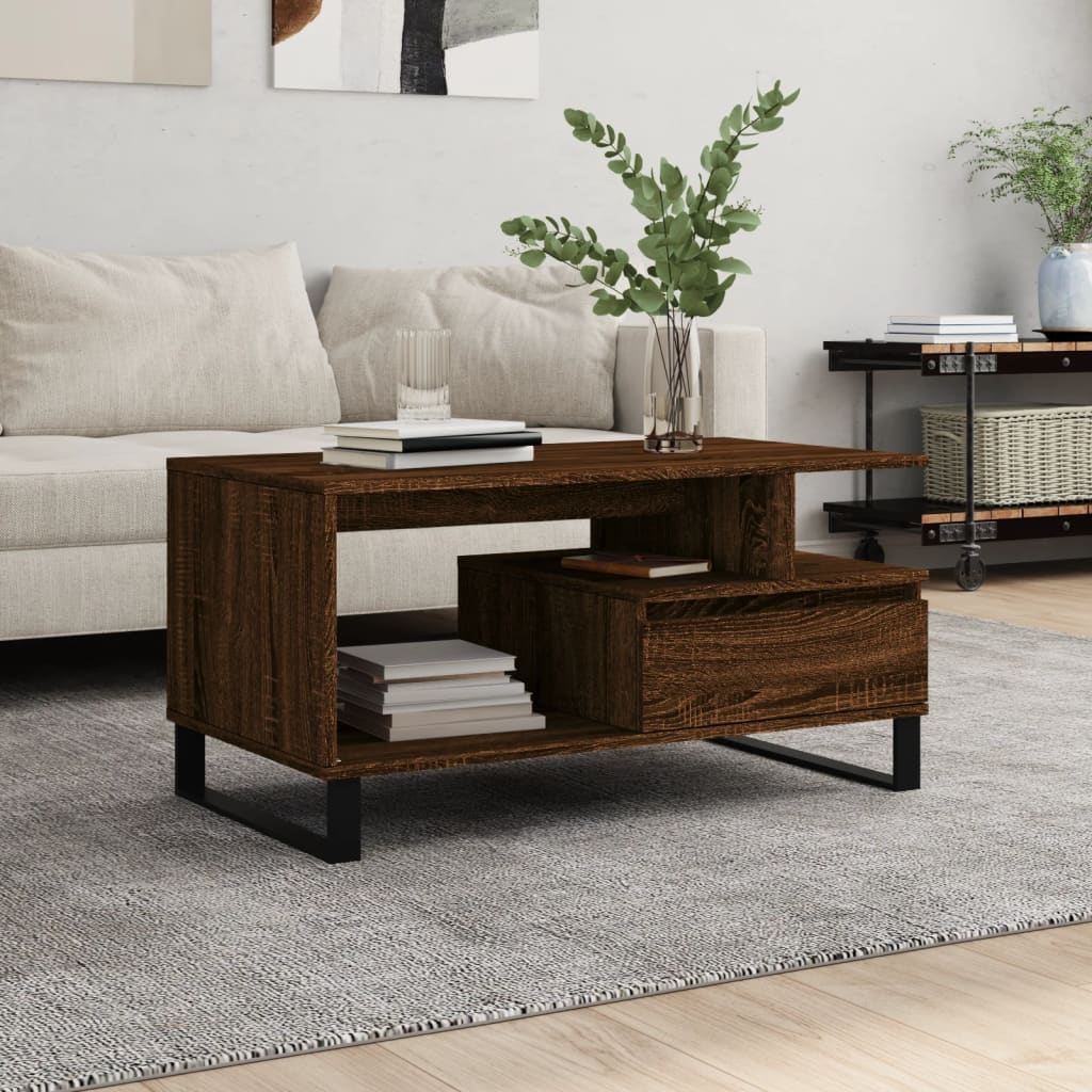 vidaXL Coffee Table Brown Oak 90x49x45 cm Engineered Wood