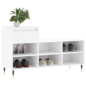 vidaXL Shoe Cabinet High Gloss White 102x36x60 cm Engineered Wood