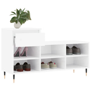 vidaXL Shoe Cabinet High Gloss White 102x36x60 cm Engineered Wood