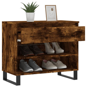 vidaXL Shoe Cabinet Smoked Oak 70x36x60 cm Engineered Wood