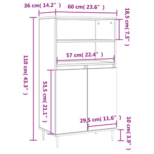 vidaXL Highboard Black 60x36x110 cm Engineered Wood