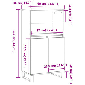 vidaXL Highboard White 60x36x110 cm Engineered Wood