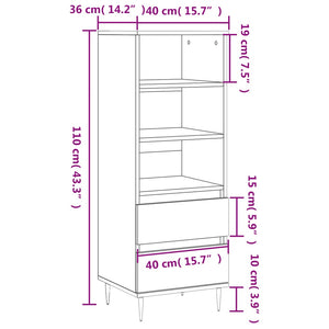 vidaXL Highboard High Gloss White 40x36x110 cm Engineered Wood