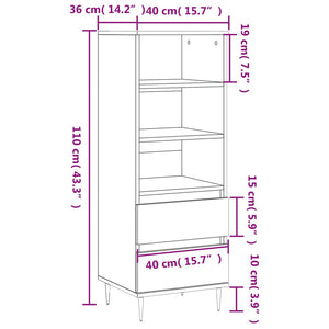 vidaXL Highboard Grey Sonoma 40x36x110 cm Engineered Wood