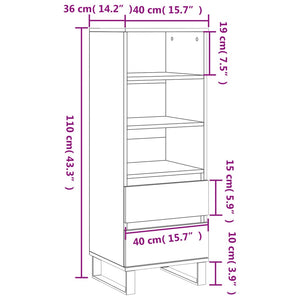 vidaXL Highboard Grey Sonoma 40x36x110 cm Engineered Wood