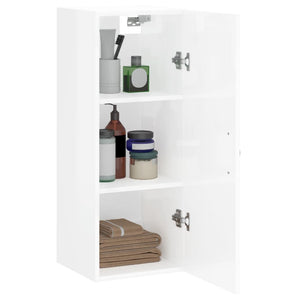 vidaXL Wall Mounted Cabinet High Gloss White 34.5x34x90 cm Engineered Wood