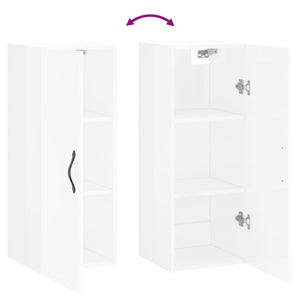 vidaXL Wall Mounted Cabinet High Gloss White 34.5x34x90 cm Engineered Wood