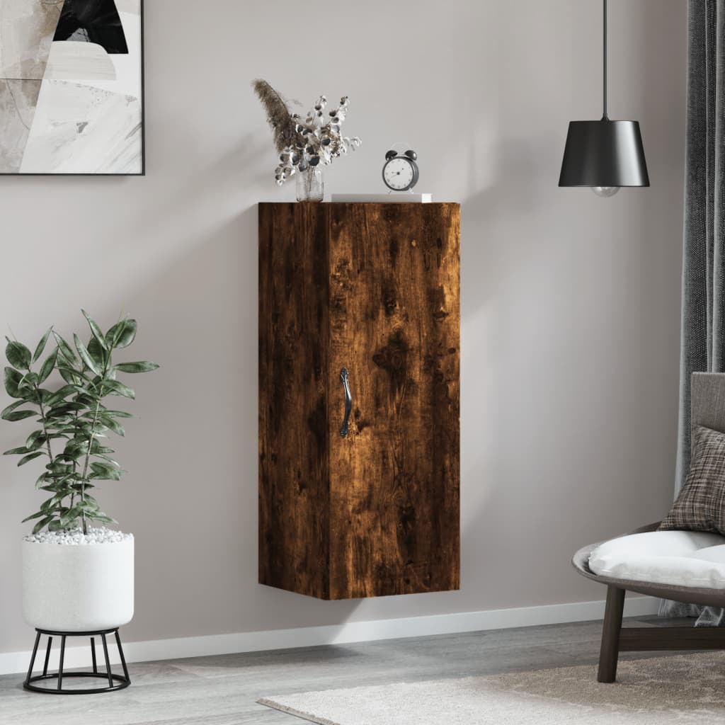 vidaXL Wall Mounted Cabinet Smoked Oak 34.5x34x90 cm Engineered Wood