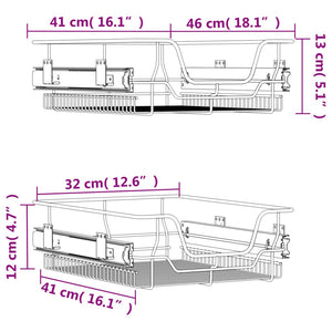 vidaXL Pull-Out Wire Baskets 2 pcs Silver 45 cm