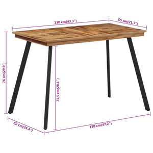 vidaXL Dining Table 120x62x76 cm Solid Wood Teak