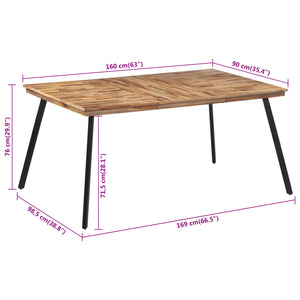 vidaXL Dining Table 169x98.5x76 cm Solid Wood Teak