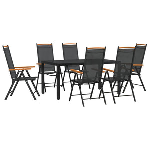 vidaXL 7 Piece Garden Dining Set Black Aluminium