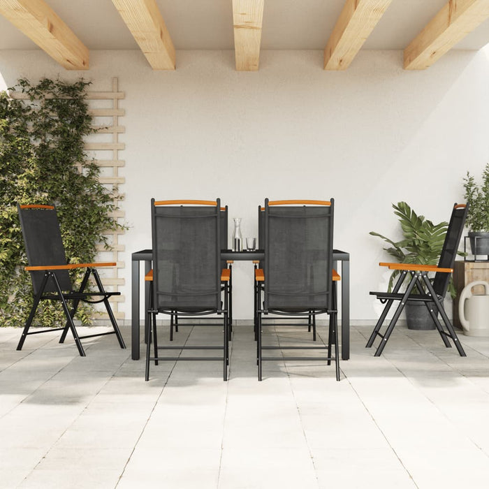 vidaXL 7 Piece Garden Dining Set Black Aluminium