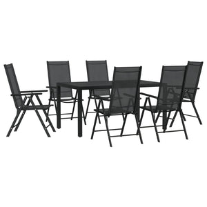 vidaXL 7 Piece Garden Dining Set Black Aluminium