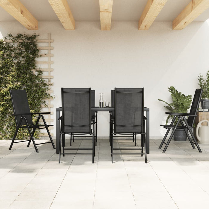 vidaXL 7 Piece Garden Dining Set Black Aluminium