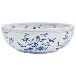 vidaXL Countertop Basin White and Blue Round Φ41x14 cm Ceramic