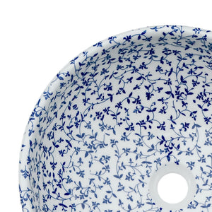 vidaXL Countertop Basin White and Blue Round Φ41x14 cm Ceramic