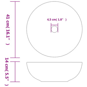 vidaXL Countertop Basin White and Red Round Φ41x14 cm Ceramic