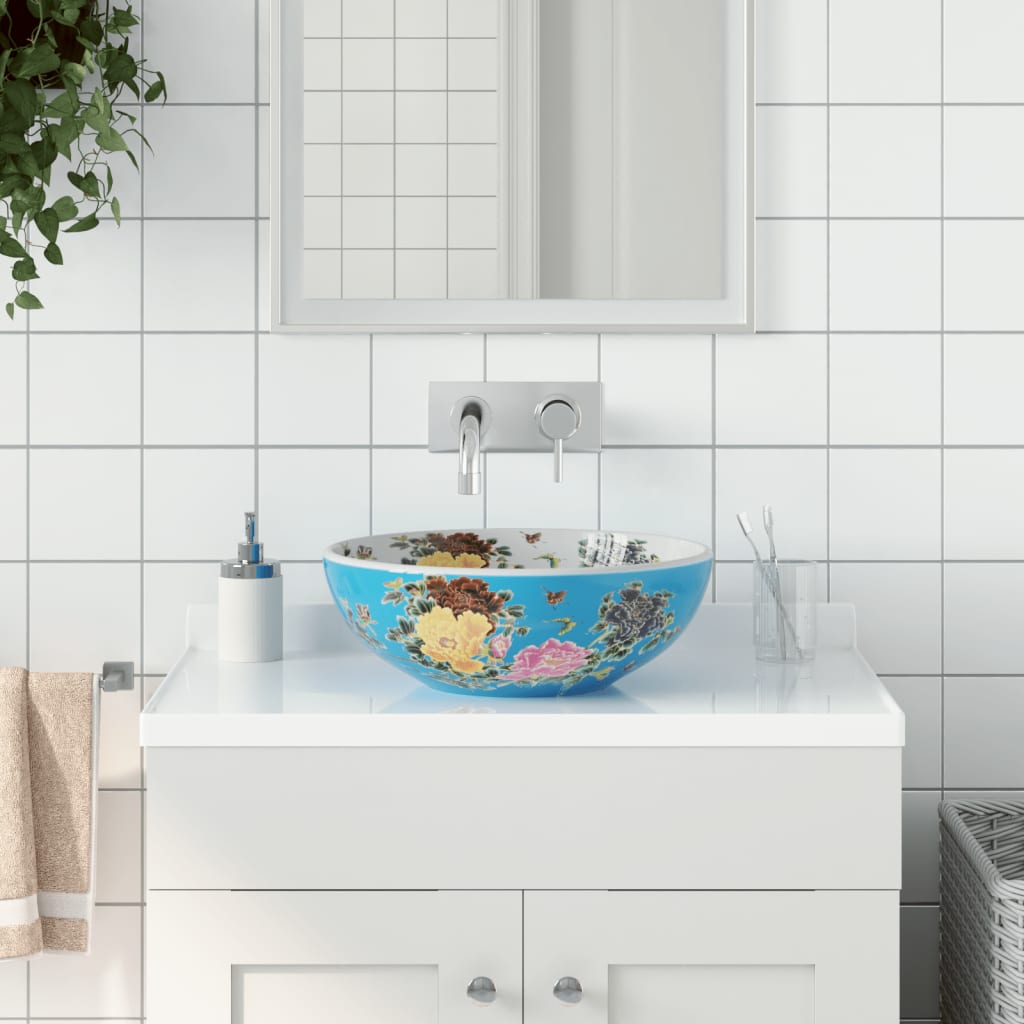 vidaXL Countertop Basin Multicolour Round Φ41x14 cm Ceramic