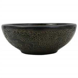 vidaXL Countertop Basin Black Round Φ41x14 cm Ceramic