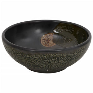 vidaXL Countertop Basin Black Round Φ41x14 cm Ceramic