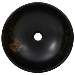 vidaXL Countertop Basin Black Round Φ41x14 cm Ceramic