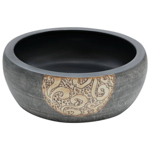 vidaXL Countertop Basin Black and Brown Round Φ41x14 cm Ceramic