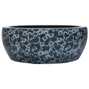 vidaXL Countertop Basin Black and Blue Round Φ41x14 cm Ceramic