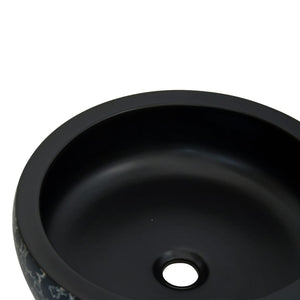 vidaXL Countertop Basin Black and Blue Round Φ41x14 cm Ceramic