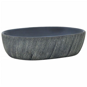 vidaXL Countertop Basin Black and Grey Oval 47x33x13 cm Ceramic