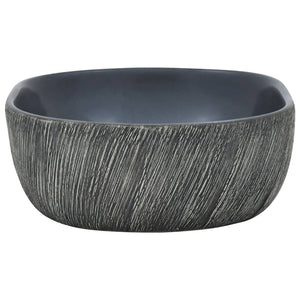 vidaXL Countertop Basin Black and Grey Oval 47x33x13 cm Ceramic