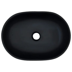 vidaXL Countertop Basin Black and Grey Oval 47x33x13 cm Ceramic