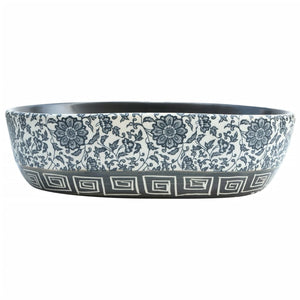 vidaXL Countertop Basin Black and Blue Oval 47x33x13 cm Ceramic