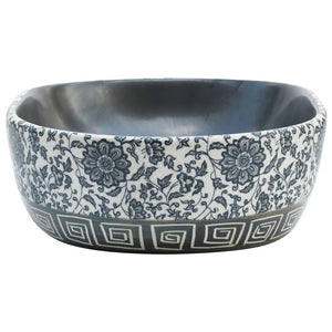 vidaXL Countertop Basin Black and Blue Oval 47x33x13 cm Ceramic