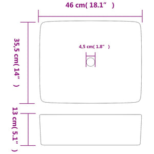 vidaXL Countertop Basin Grey and Blue Rectangular 46x35.5x13 cm Ceramic