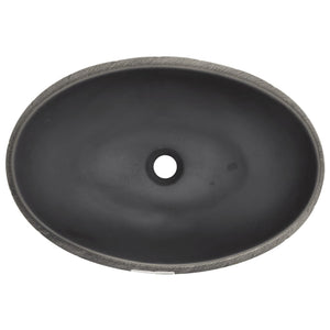 vidaXL Countertop Basin Black and Grey Oval 59x40x15 cm Ceramic