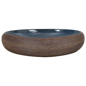 vidaXL Countertop Basin Brown and Blue Oval 59x40x15 cm Ceramic