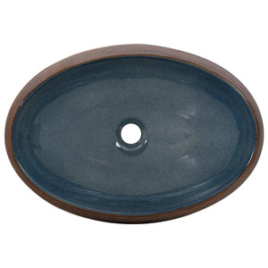 vidaXL Countertop Basin Brown and Blue Oval 59x40x15 cm Ceramic