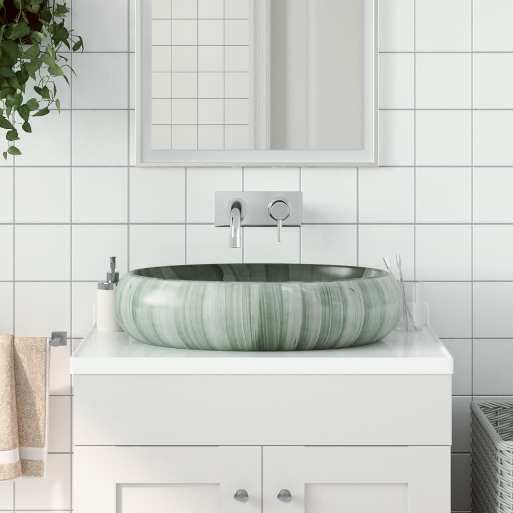 vidaXL Countertop Basin Green Oval 59x40x15 cm Ceramic