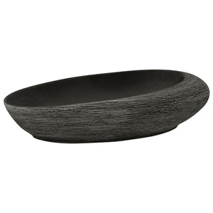 vidaXL Countertop Basin Grey and Black Oval 59x40x14 cm Ceramic