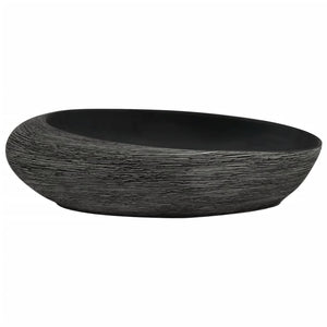 vidaXL Countertop Basin Grey and Black Oval 59x40x14 cm Ceramic