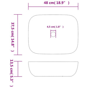 vidaXL Countertop Basin Grey Rectangular 48x37.5x13.5 cm Ceramic