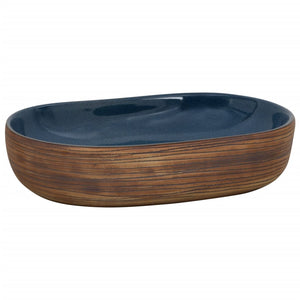 vidaXL Countertop Basin Brown and Blue Oval 59x40x14 cm Ceramic